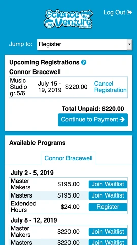 SV Registration Mobile Screenshot